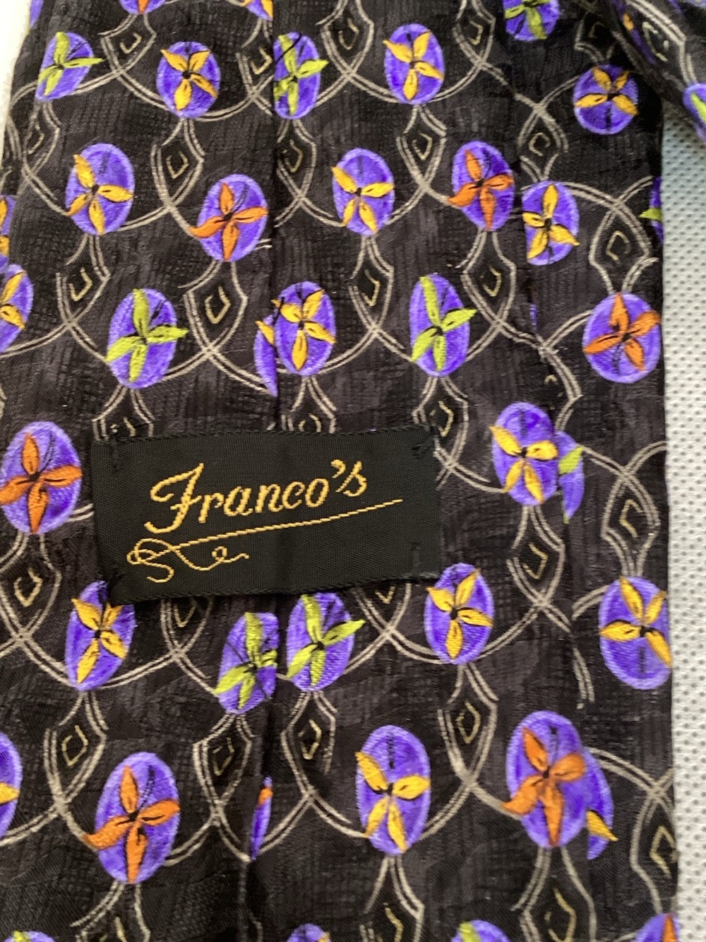 Robert Talbot For Franco’s Men’s Silk Tie Black Purple Designer Necktie - Picture 3 of 4